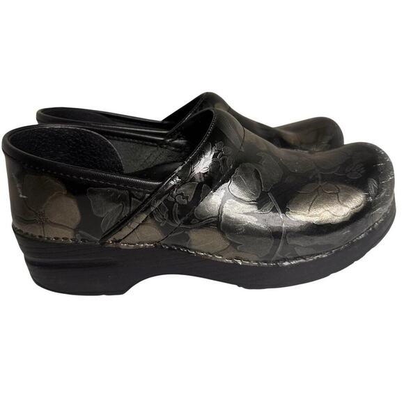 Dansko Women's Professional Clog Pewter Floral Leather Sz 38 7.5 Comfort Nurse - Picture 8 of 16